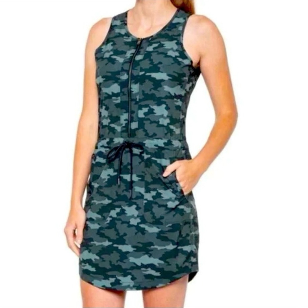 Kyodan Outdoor Green Camouflage Mini Dress Size Medium‎ Sleeveless Pockets